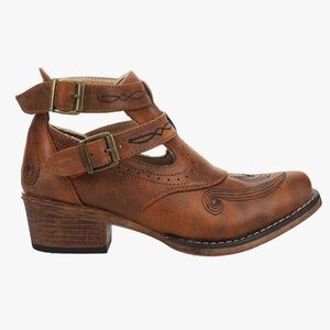 ONLY WORN ONCE Brown Leather Ankle Strap Women's Shoes